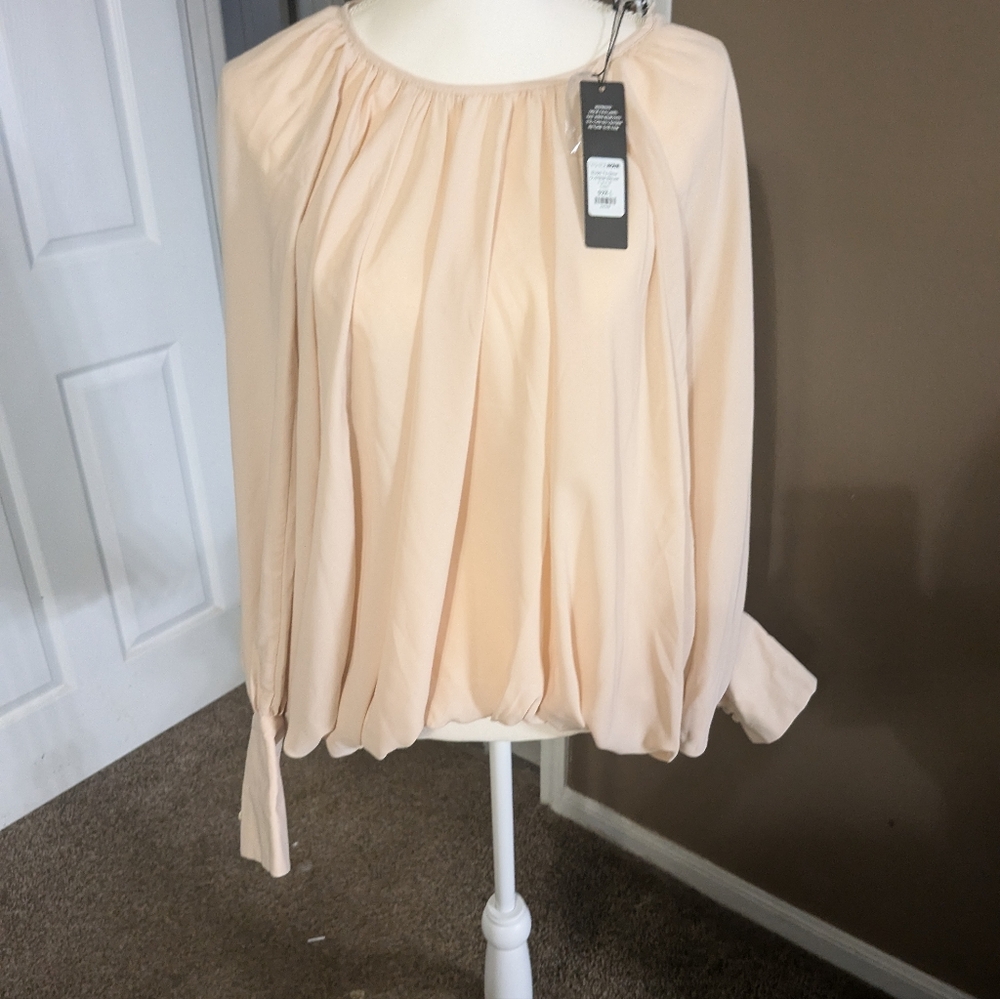 Fashion Nova Cream room to glow oversized blouse